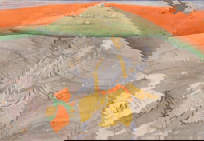 19th C. India School Miniature Watercolor on Paper