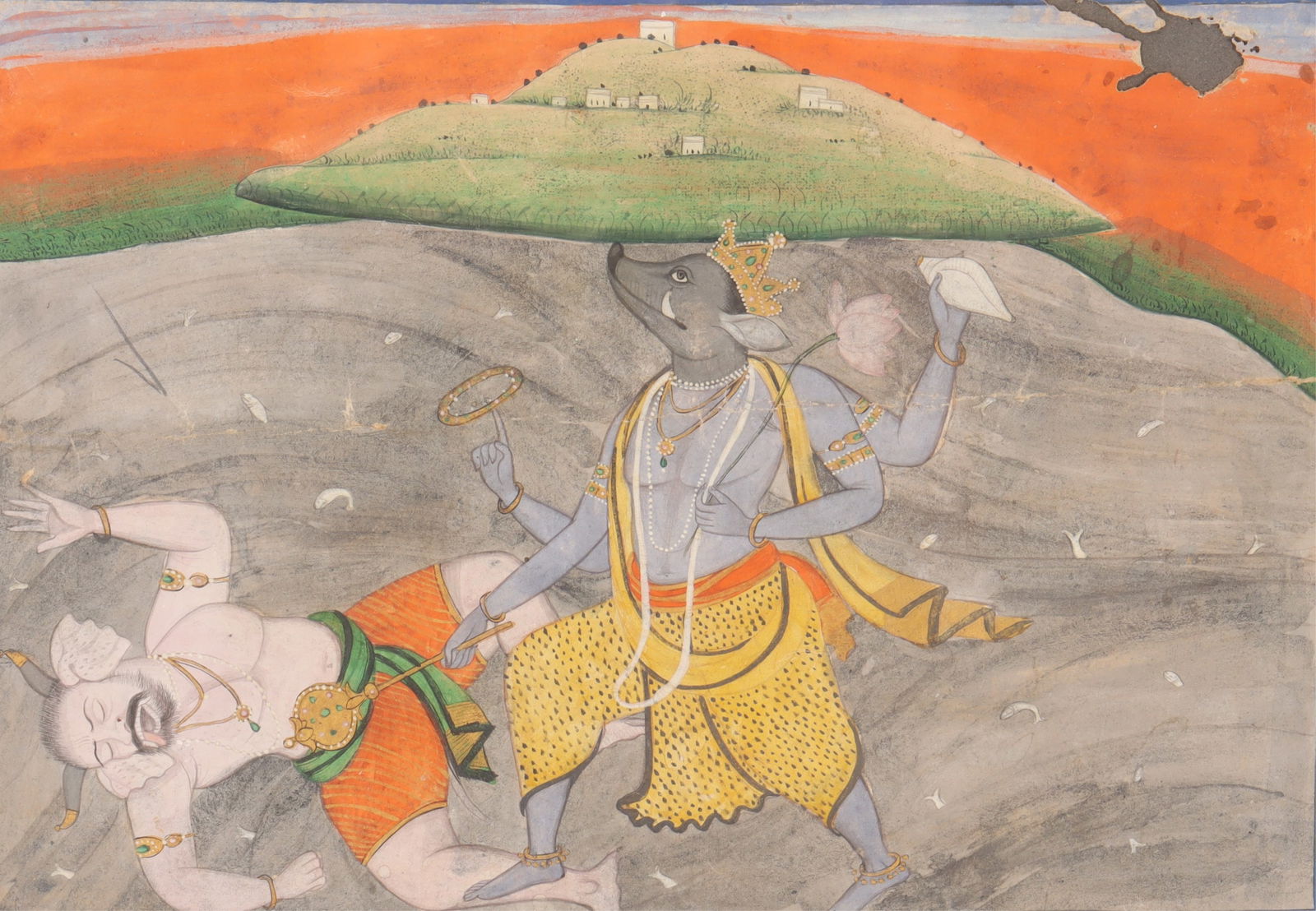 19th C. India School Miniature Watercolor on Paper (1 of 9)