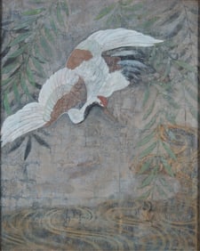 Japanese School - Diving Crane Gouache