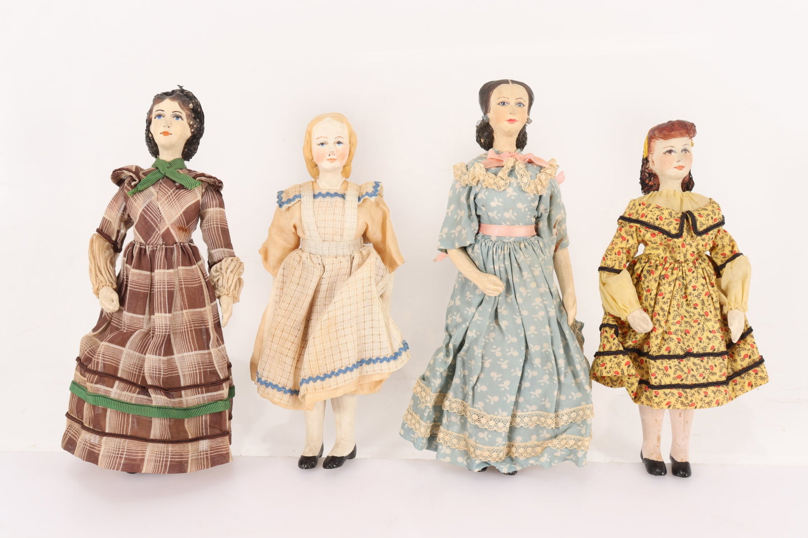 Little Women - Kimport Portrait Dolls: Little Women Portrait Dolls by Kimport, includes Joe, Meg Beth and Amy, clay heads and legs, fabric bodice Dimensions: 8 1/2 - 9 3/8 From a Litchfield Connecticut Home