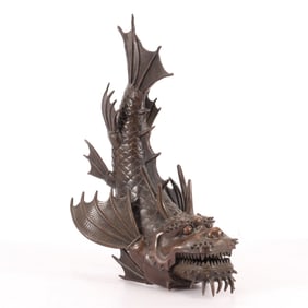 Chinese Bronze Mythical Carp