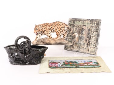 Group of Misc Items; Lamp, Cheetah