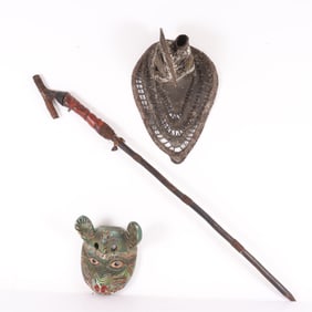 Mexican Wolf Mask - Papua New Guinea Mask & Cane