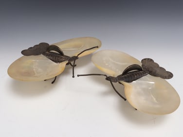 Chinese Export Silver & Mother of Pearl Dishes