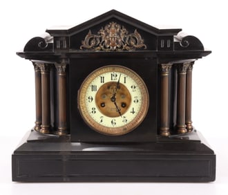 Classical Gilt Bronze Mounted Slate Mantle Clock