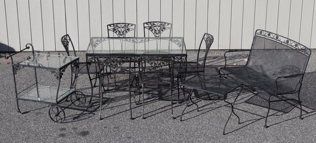 Woodard 10-Pc Suite Black Painted Iron Garden Furn
