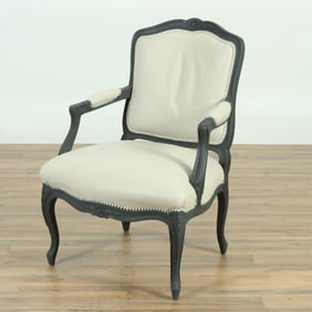 Louis XV Style Grey Painted Fauteuil