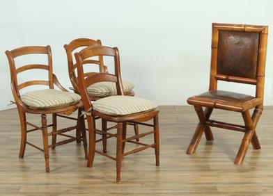 French Provincial Cherry & Bamboo Side Chairs