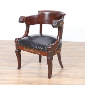 Empire Bronze Mtd Mahogany Barrel-back Armchair