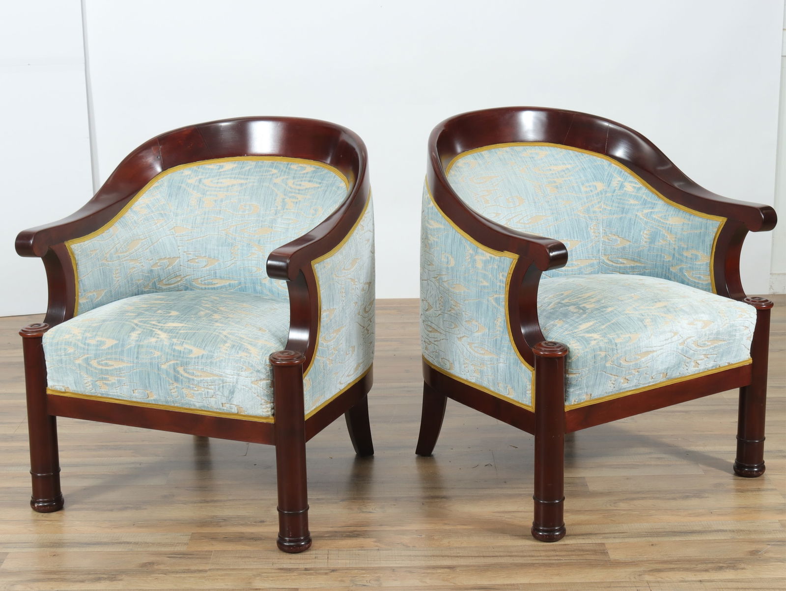 Pair Empire Revival Mahogany Tub Chairs (1 of 8)