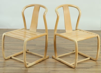 Pair of Tecnosedia  Beech Side Chairs
