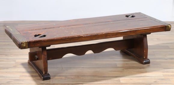 Brass Mounted Hatch-Door Coffee Table