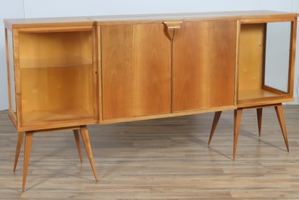 Gio Ponti Style Faded Mahogany Bar Cabinet
