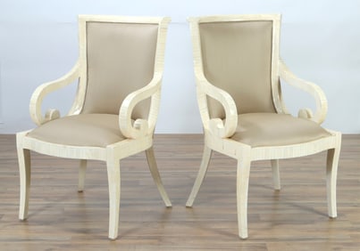 Enrique Garcel - Pair Bone Veneered Armchairs