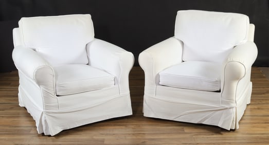 Pair Avery Boardman Upholstered Club Chairs