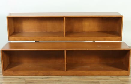 Pair Mid Century Cherry Hanging Bookshelves