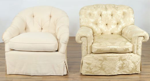 Contemporary Tuft Upholstered Club Chairs