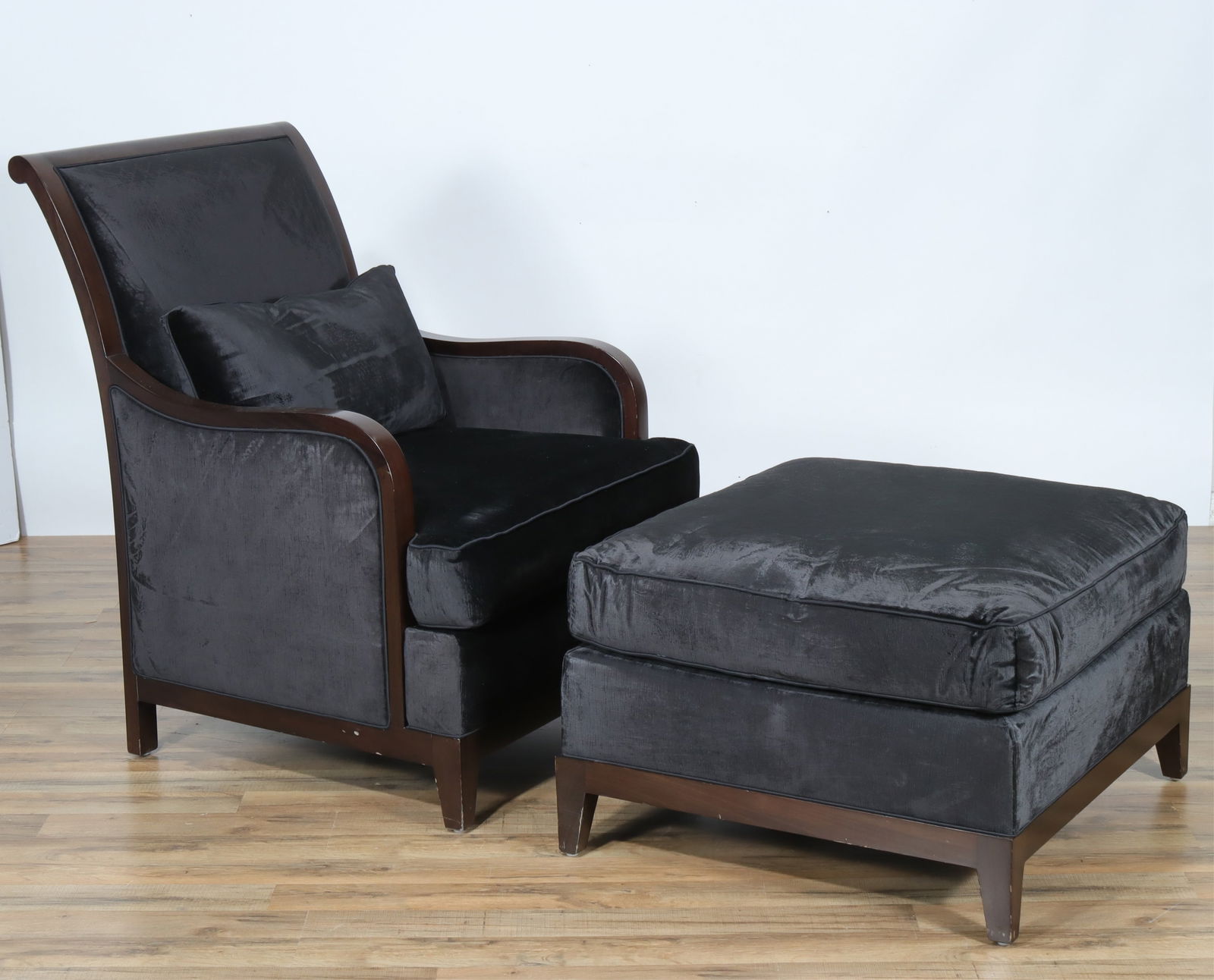 Contemporary Walnut Club Chair & Ottoman (1 of 10)