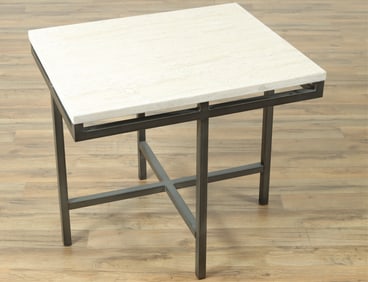 Hammary Modern Travertine & Iron Side Table