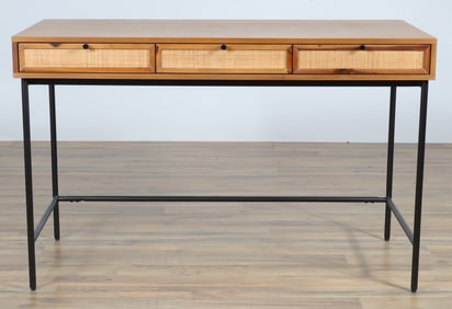 Contemporary Mahogany & Iron Desk