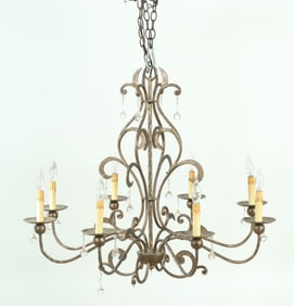 Contemporary Metal & Glass 8-Light Chandelier