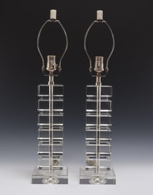 Pair Contemporary Glass Lamps