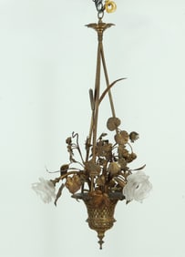 Belle Epoque Gilt Brass 3-Light Chandelier