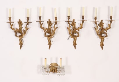 Five Louis XV Style Sconces