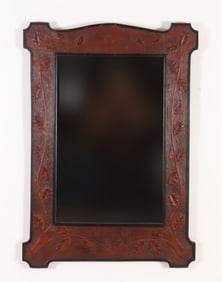 Arts & Crafts Black & Brown Painted Mirror
