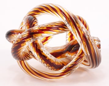 Murano Abstract Amber Glass Sculpture