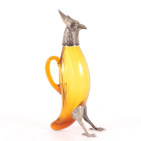 Spanish Alpaca Mounted Amber Glass Decanter