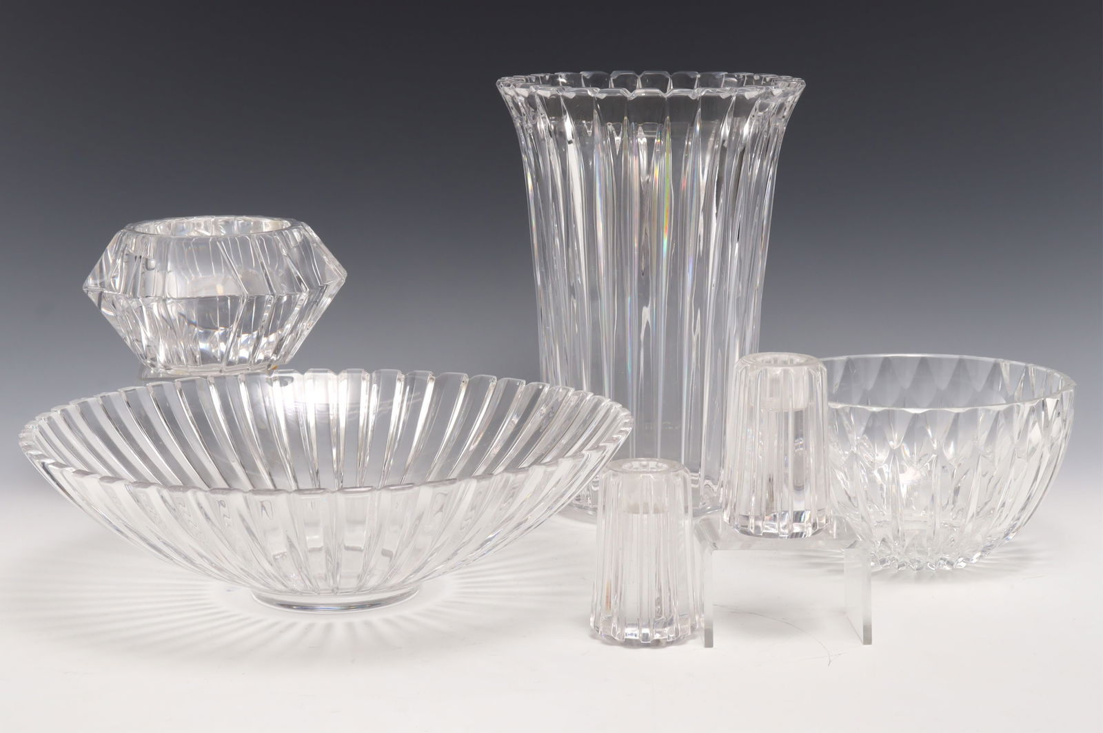 Tiffany & Orrefors - Candlesticks, Bowls, Vase (1 of 7)