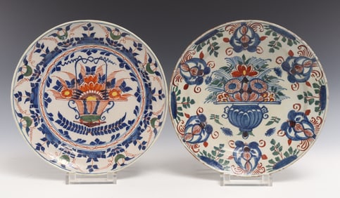 Two Delft Poylchromed Ceramic Plates