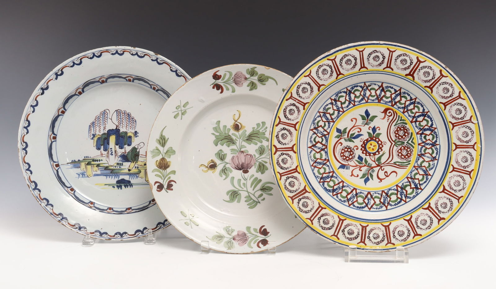 Three Delft Poylchromed Ceramic Plates (1 of 14)