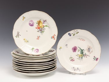 Meissen Floral Motif Plates, E 20th C