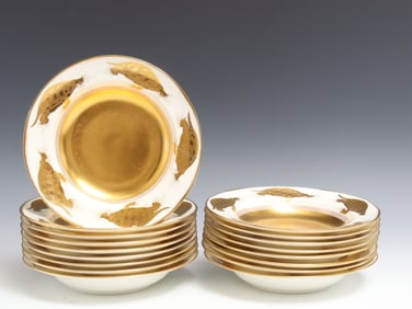 Minton Gilded Turtle Motif Soup Bowls