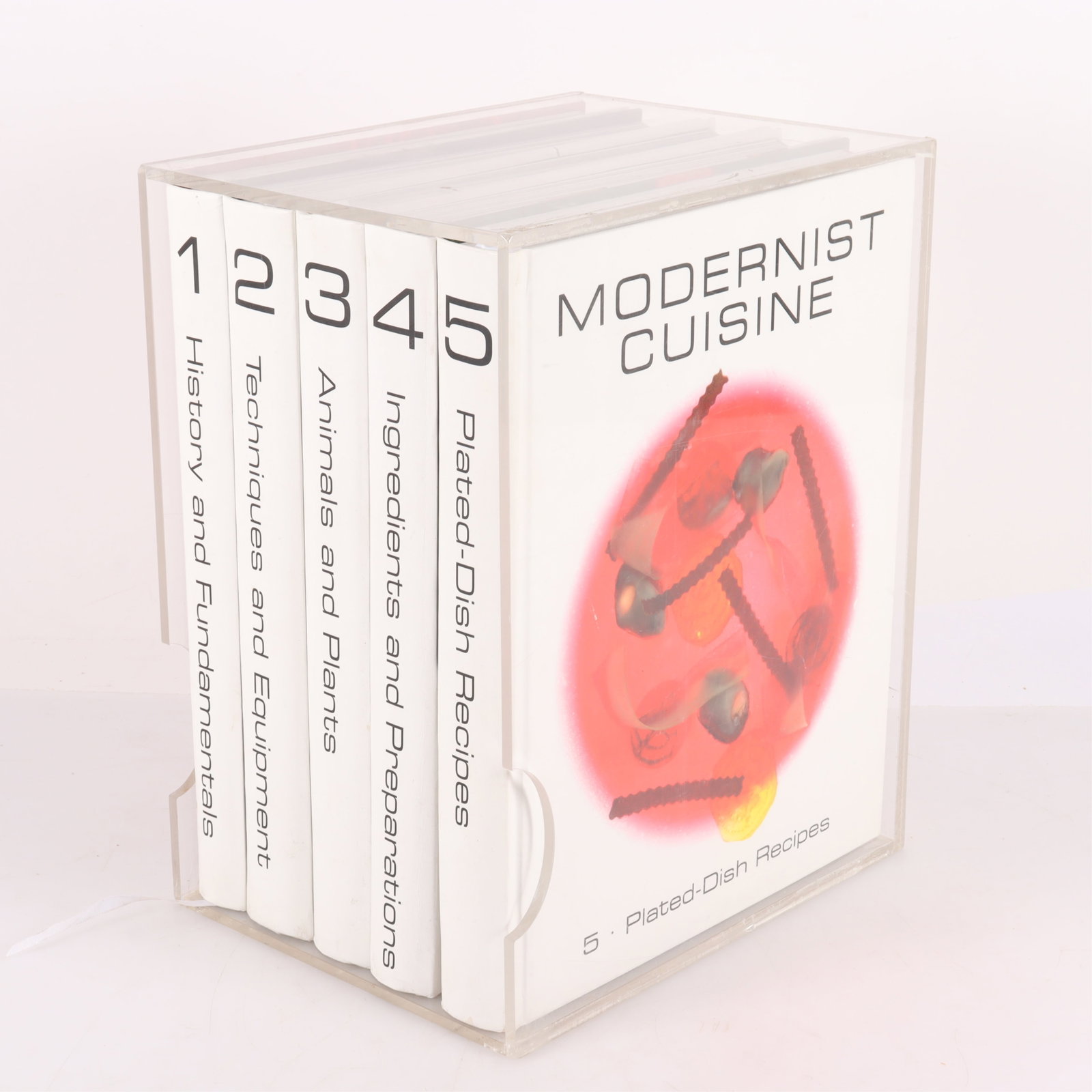 The Modernist Cuisine 5 Volume Set: The Art and Science of Cooking, 1st Edition 2011, Nathan Myhrvold, Chris Young, and Maxime Bilet. Dimensions: 10.5" x 13.25"