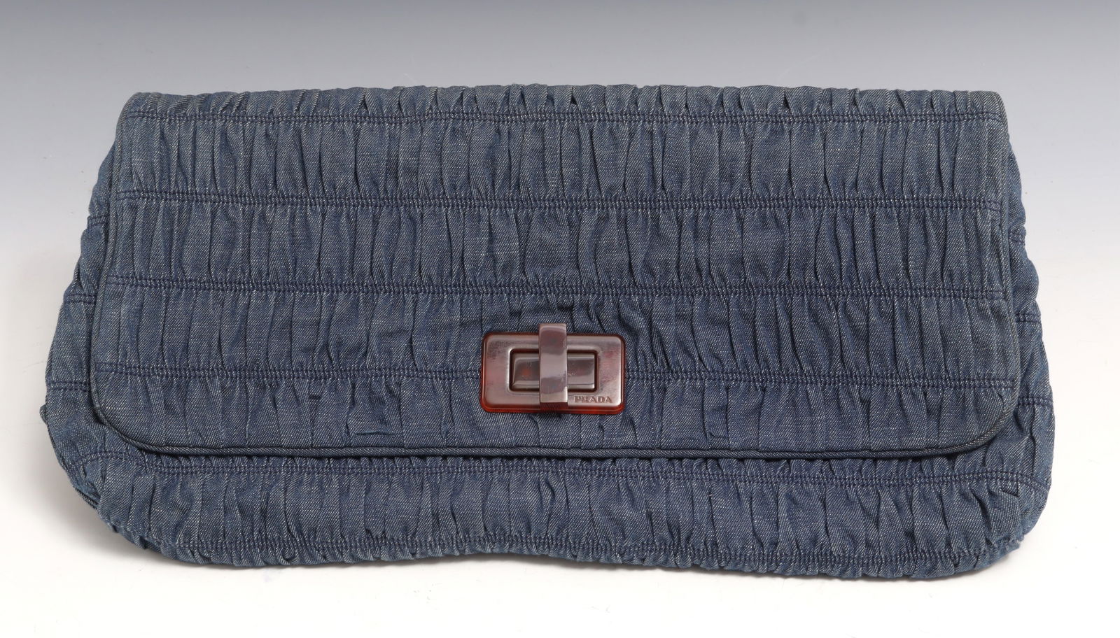 Vintage Prada Denim Gaufre Foldover Clutch (1 of 5)