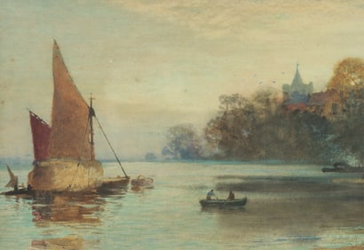 ES Holloway - Chiswick Church pastel on paper