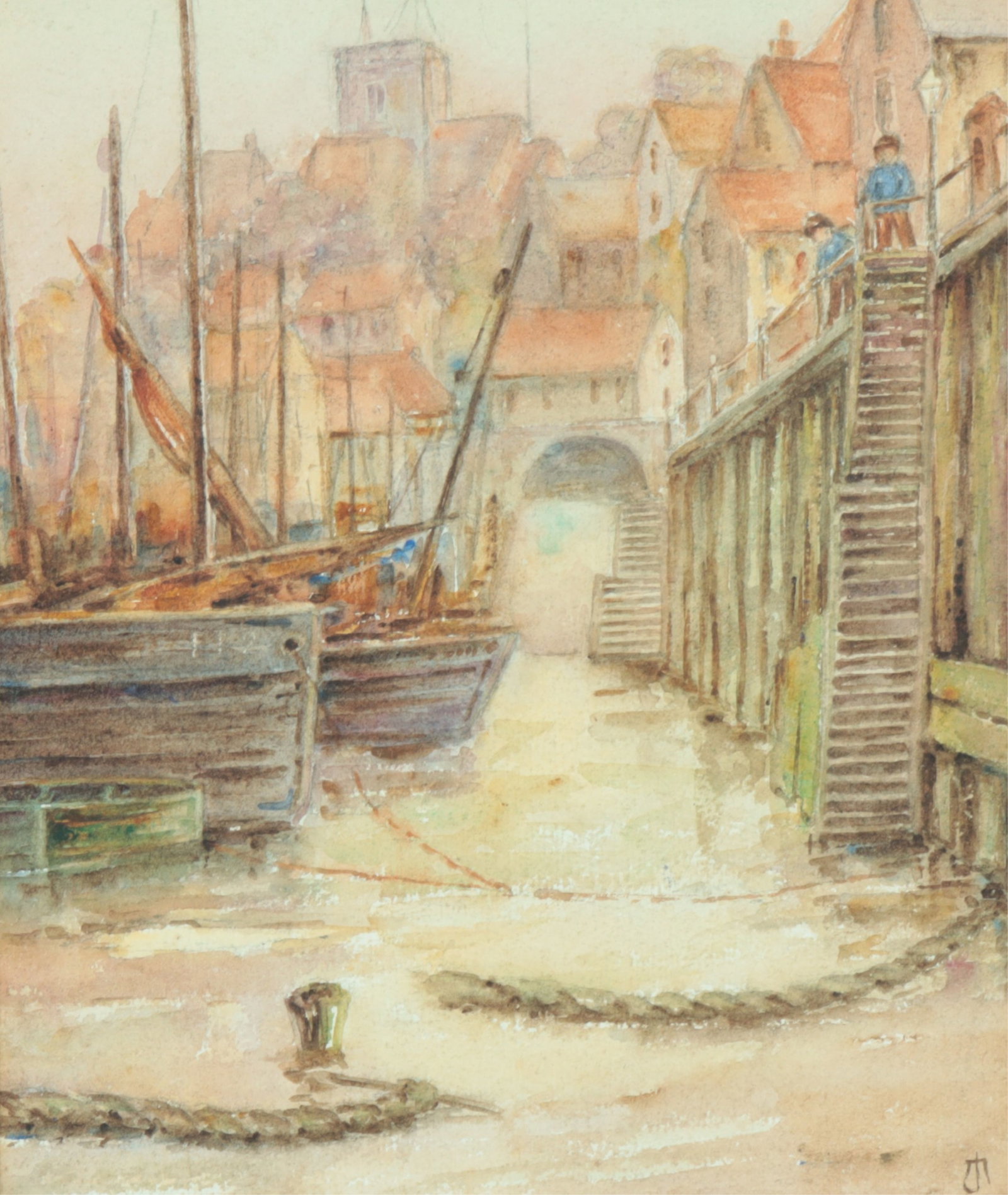 James Henry Moser - Folkestone Harbour W/C 19th C (1 of 7)