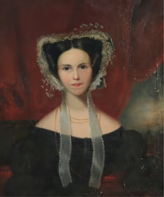 English School - Portrait of Young Woman, 19th C