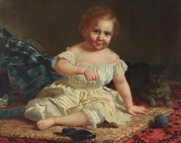 Thomas Waterman Wood - Girl & Kitten O/C