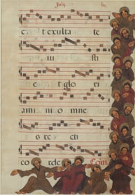 Continental Illuminated Choir Book Leaf, 17th C.