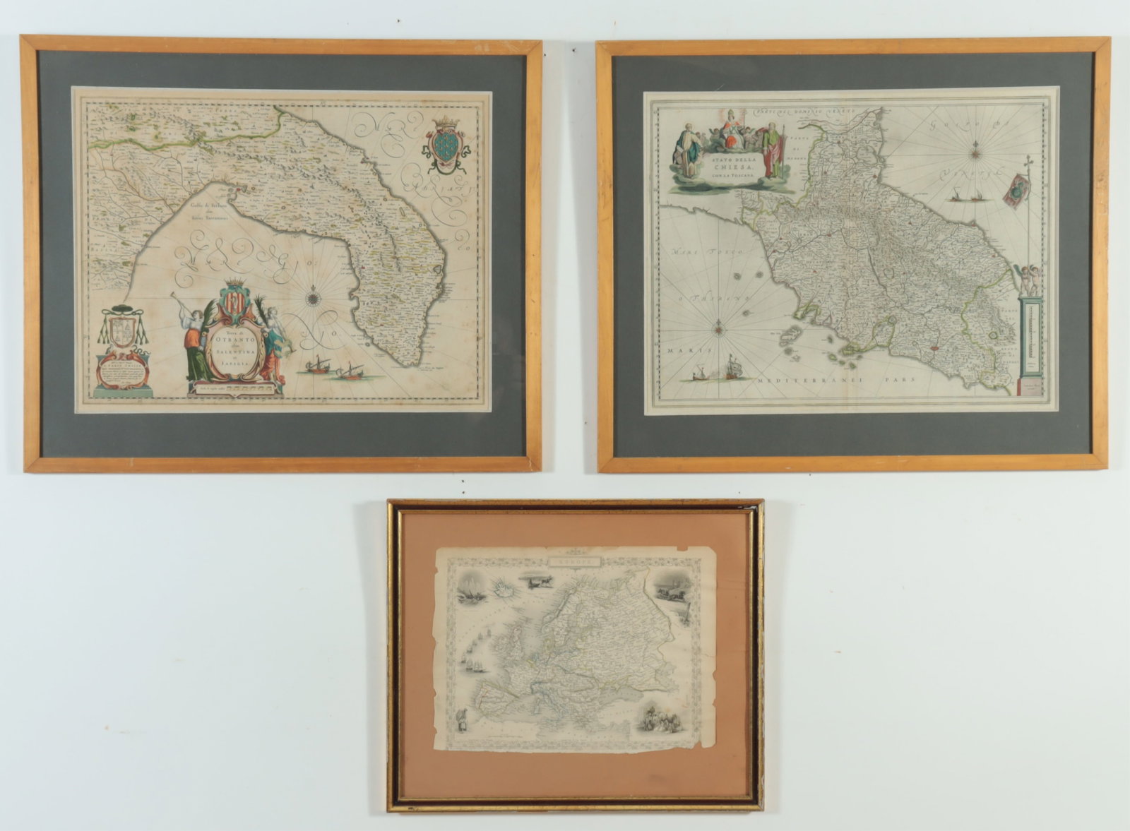 Three Framed Maps of Italy & Europe (1 of 8)
