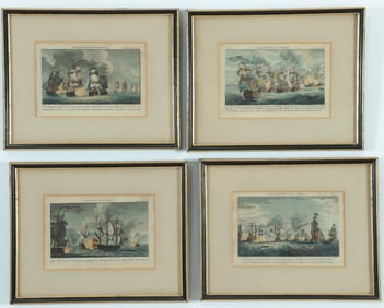 British School - Four Engraved Naval Prints 19th C