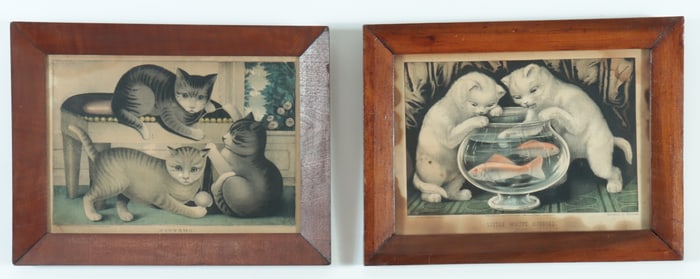 American School - Two Cat Lithographs