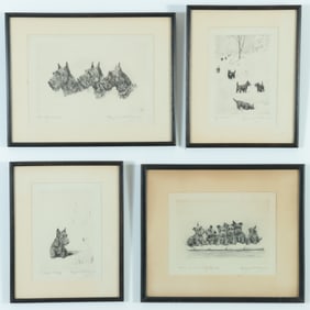 Marguerite Kirmse - Four Scottie Dog Etchings