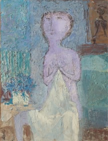 Frank Russell - Seated Lady with Cloth - O/M