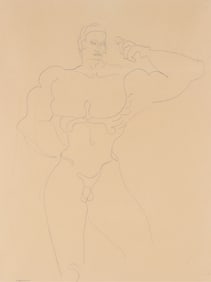 Gaston Lachaise - Male Nude - graphite on paper