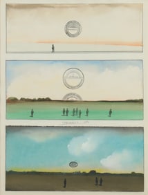 Saul Steinberg - Sunsets - mixed media